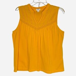 J. Crew Factory Yellow Eyelet cotton tank top size M